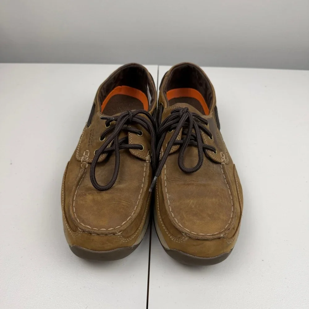 Rockport Works RK6736 Men's‎ 10.5 M Brown Leather EH Steel Toe Boat Shoes
